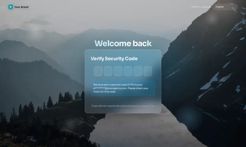 Frosted photo login design on the GoHighLevel two-factor code screen