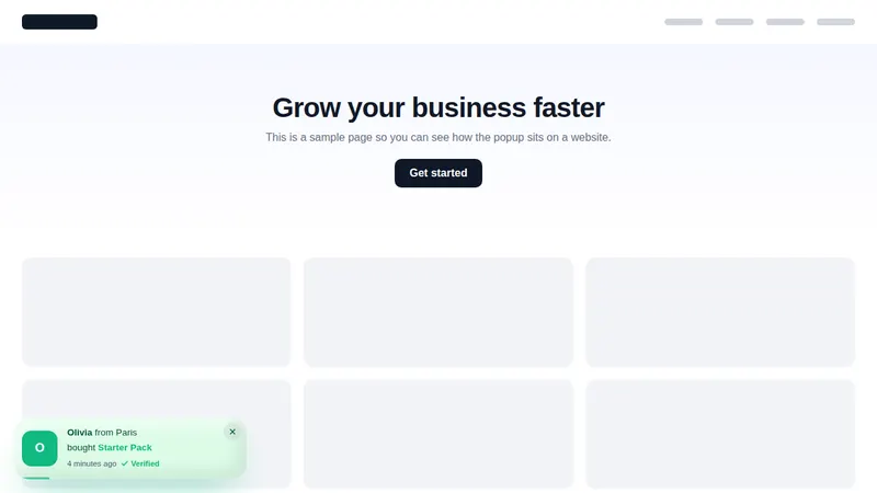 Clay social proof popup template on an agency website